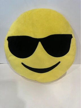 Emoji Smiley Face w/sunglasses Plush Pillow 13” Soft Toy Yellow